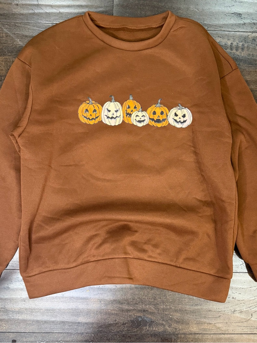 Women's Crewneck Pumpkin Graphic Sweater - Brown